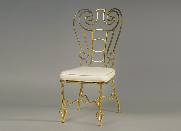 French 1940s style gilt iron chair