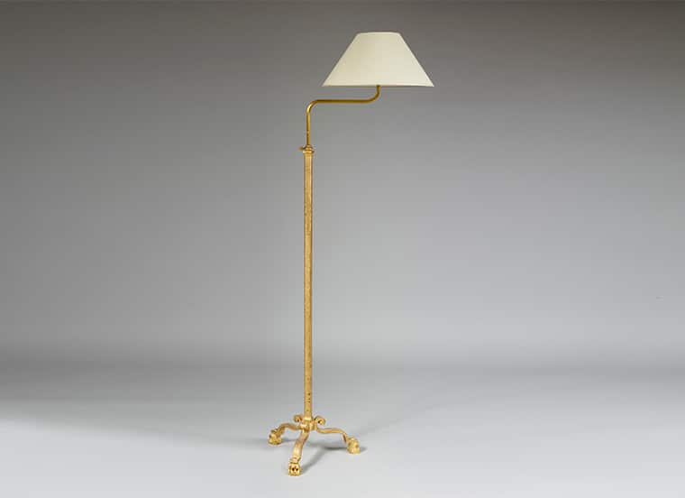 1940s French gilt iron floor lamp