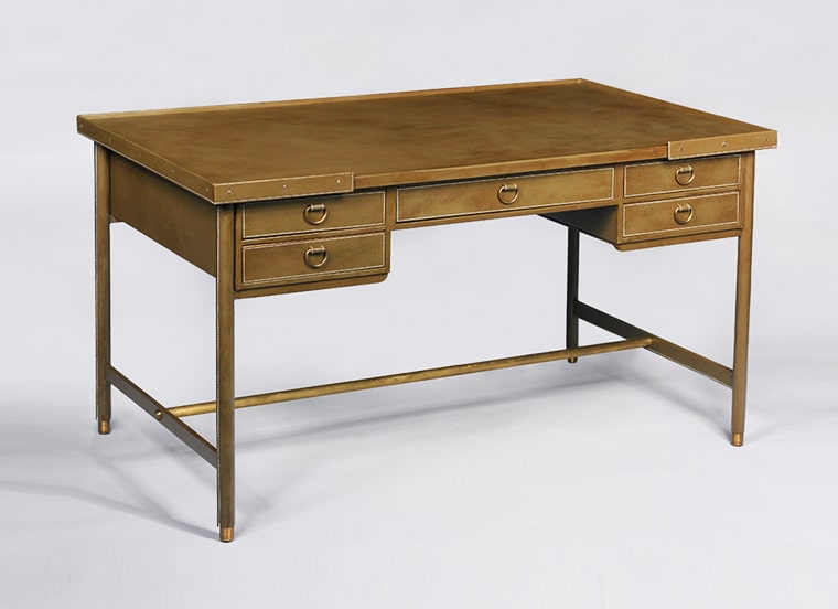 Adnet leather desk 5 drawers