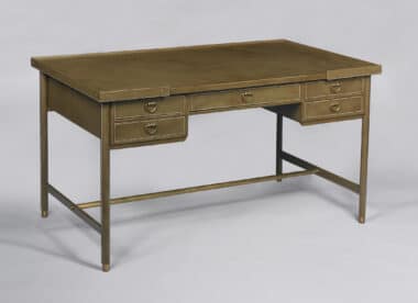 Adnet leather desk 5 drawers