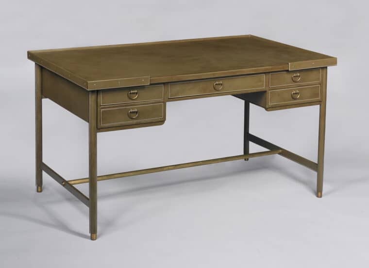 Adnet leather desk 5 drawers