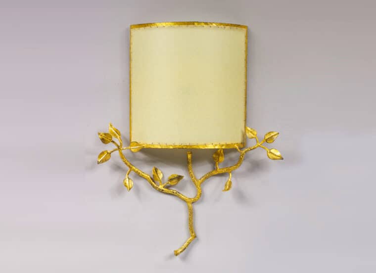 CONTEMPORARY GILT IRON OLIVE TREE WALL LIGHT