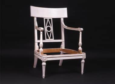 French Directoire style painted wood armchair
