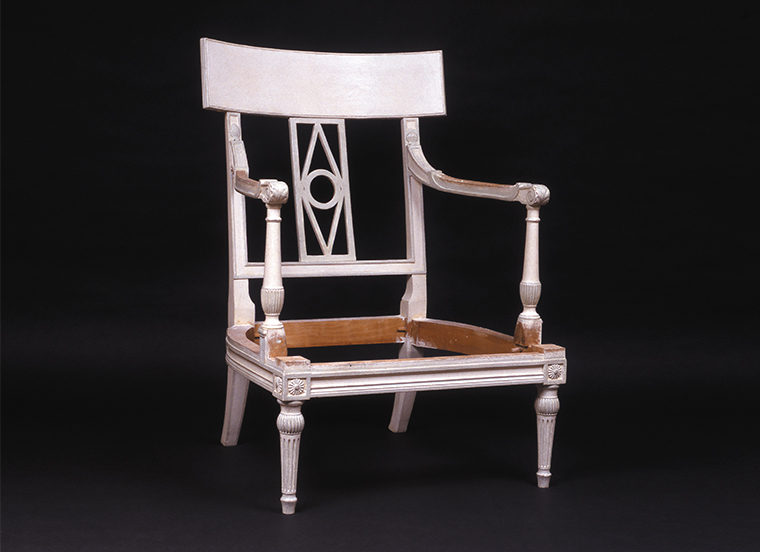 French Directoire style painted wood armchair
