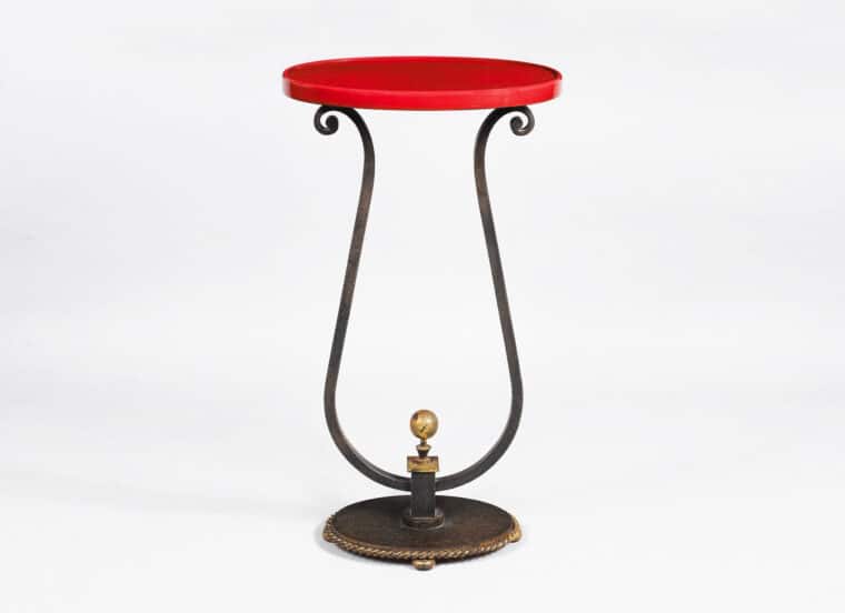 Gilbert Poillerat style gueridon oval
