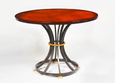 Gilbert Poillerat style Iron Table Gilt Rope