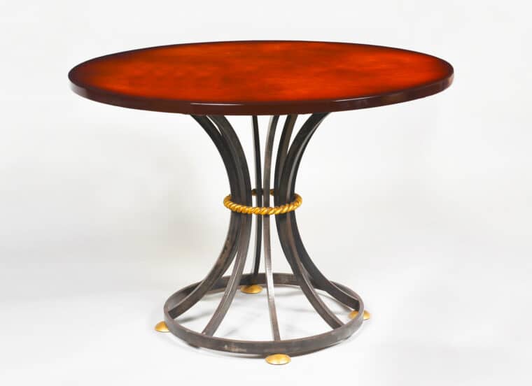 Gilbert Poillerat style Iron Table Gilt Rope