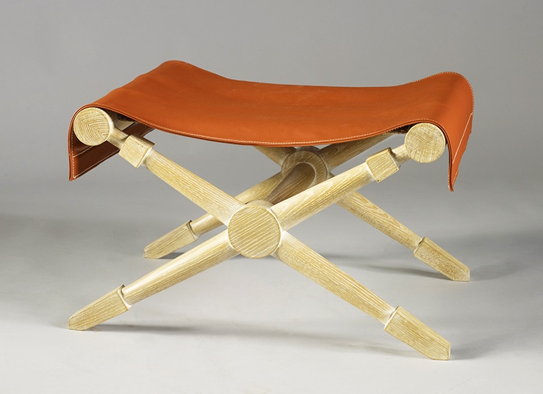 Jean-Michel Frank style stool ceruse oak
