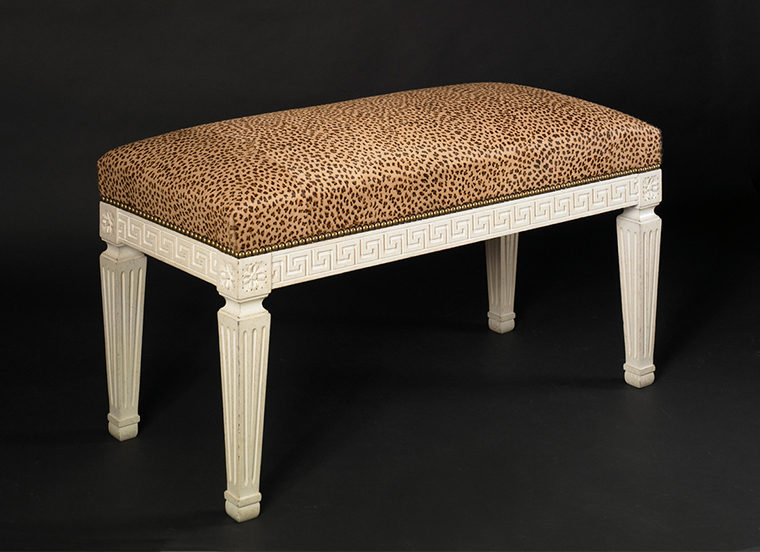 Louis XVI Carved Wood Bench Greek