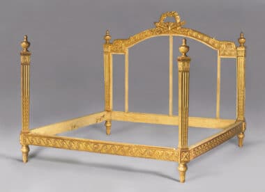LOUIS XVI STYLE CARVED GILTWOOD BED