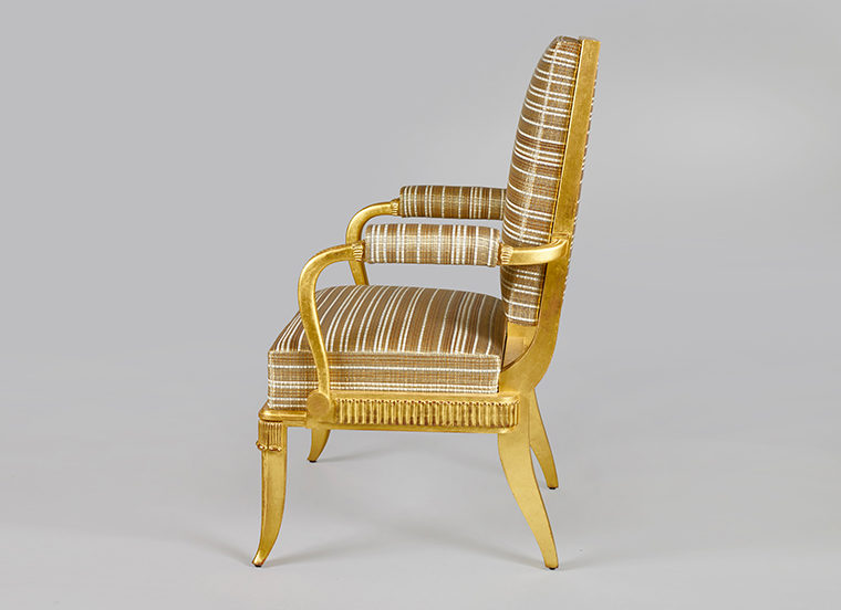 Ruhlmann style gilt wood armchair