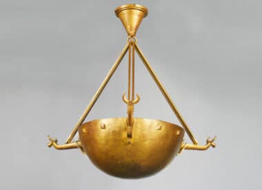 Marc Du Plantier style gilt iron chandelier