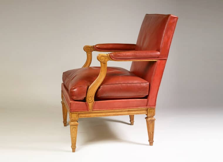 Maison Jansen style neoclassical armchair oak