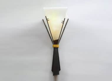 Modernist style alabaster iron wall light
