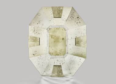 Serge Roche style antiqued mirror octogonal