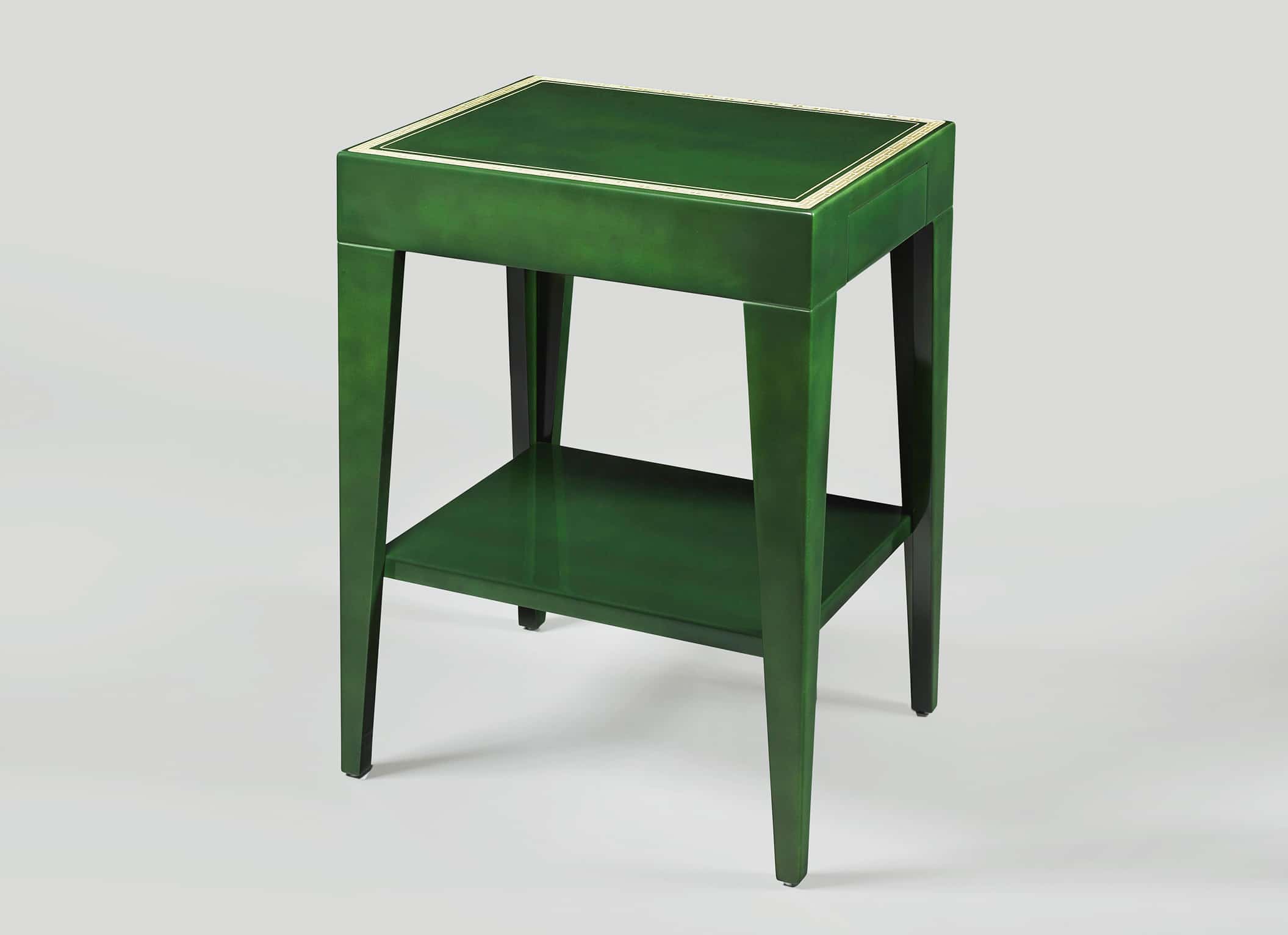 Neoclassical Green Lacquer Bedside Table