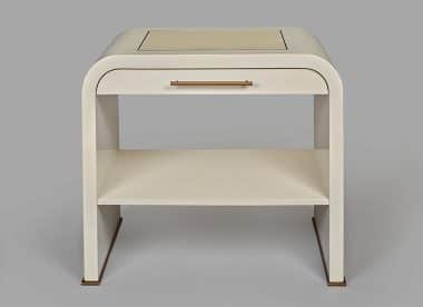 Ivory Lacquer Bedside Table