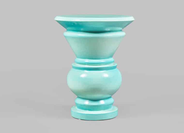 Glazed ceramic side table turquoise